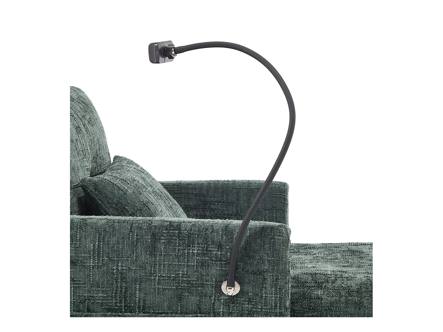 Sofá individual con almacenamiento, bolsillos laterales y soporte para teléfono - chenilla verde oscuro