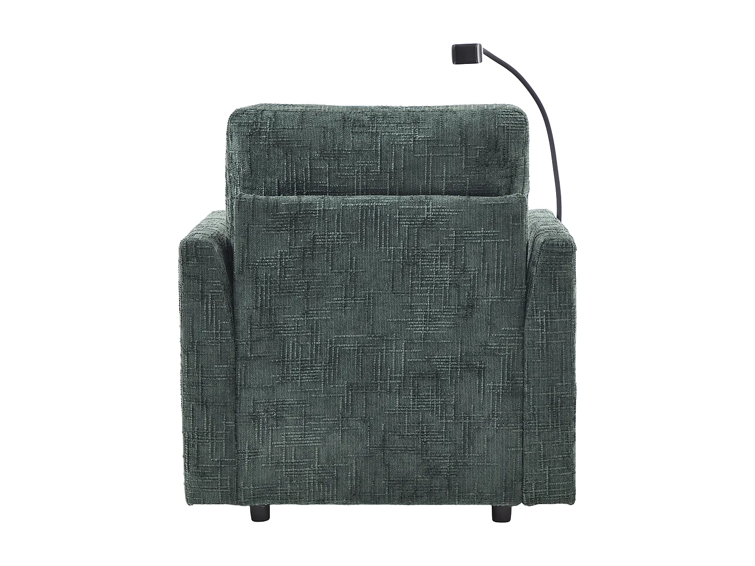 Einzel-Loungesofa mit Stauraum, Seitentaschen und Handyhalter - Chenille dunkelgrün