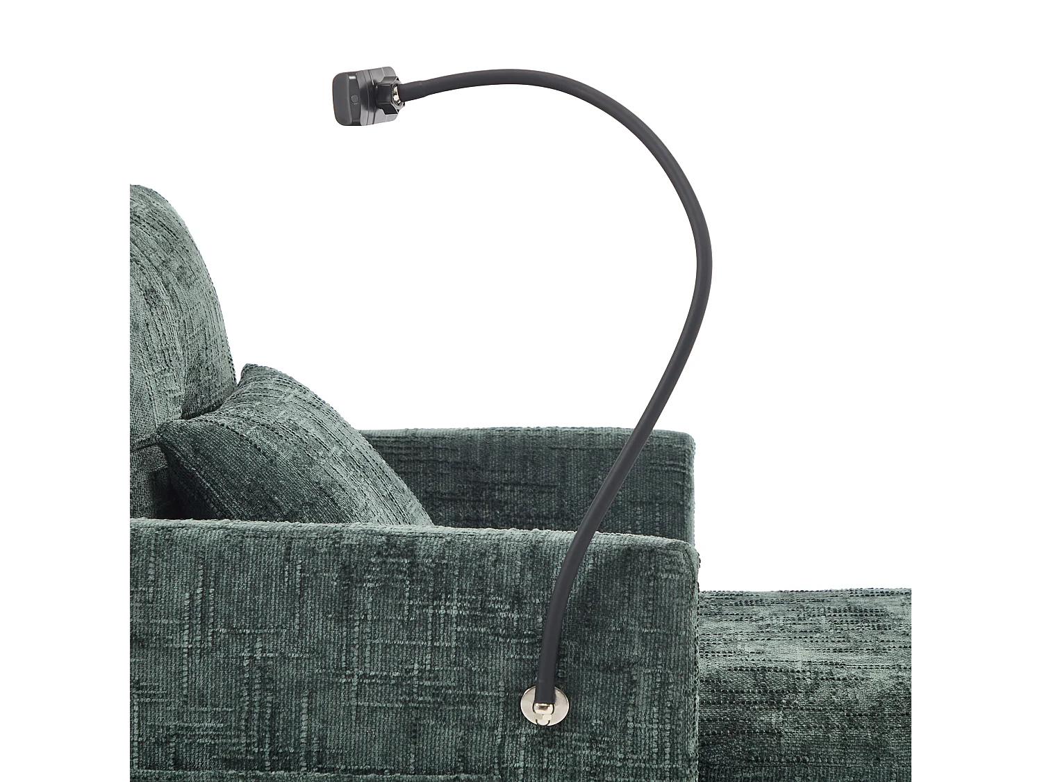 Einzel-Loungesofa mit Stauraum, Seitentaschen und Handyhalter - Chenille dunkelgrün