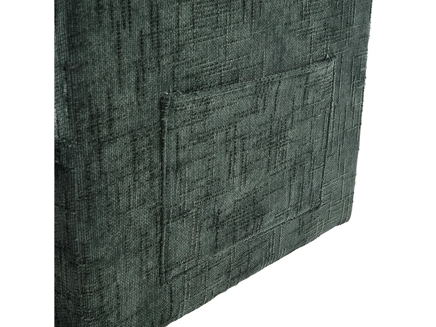 Einzel-Loungesofa mit Stauraum, Seitentaschen und Handyhalter - Chenille dunkelgrün