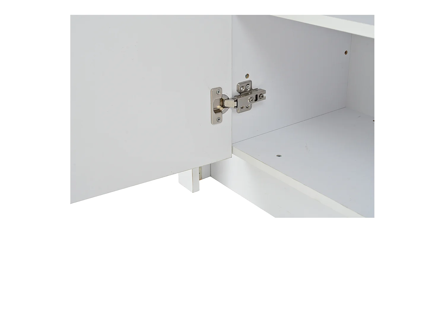 Buffet LED, buffet blanc avec 3 tiroirs et 2 portes, étagères réglables – pour salon ou chambre