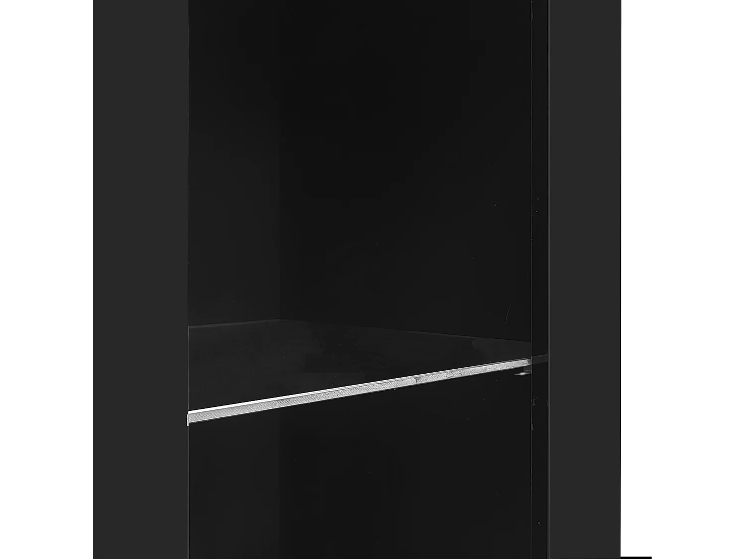 Buffet noir avec étagères en verre et 1 porte - pour salon et salle à manger