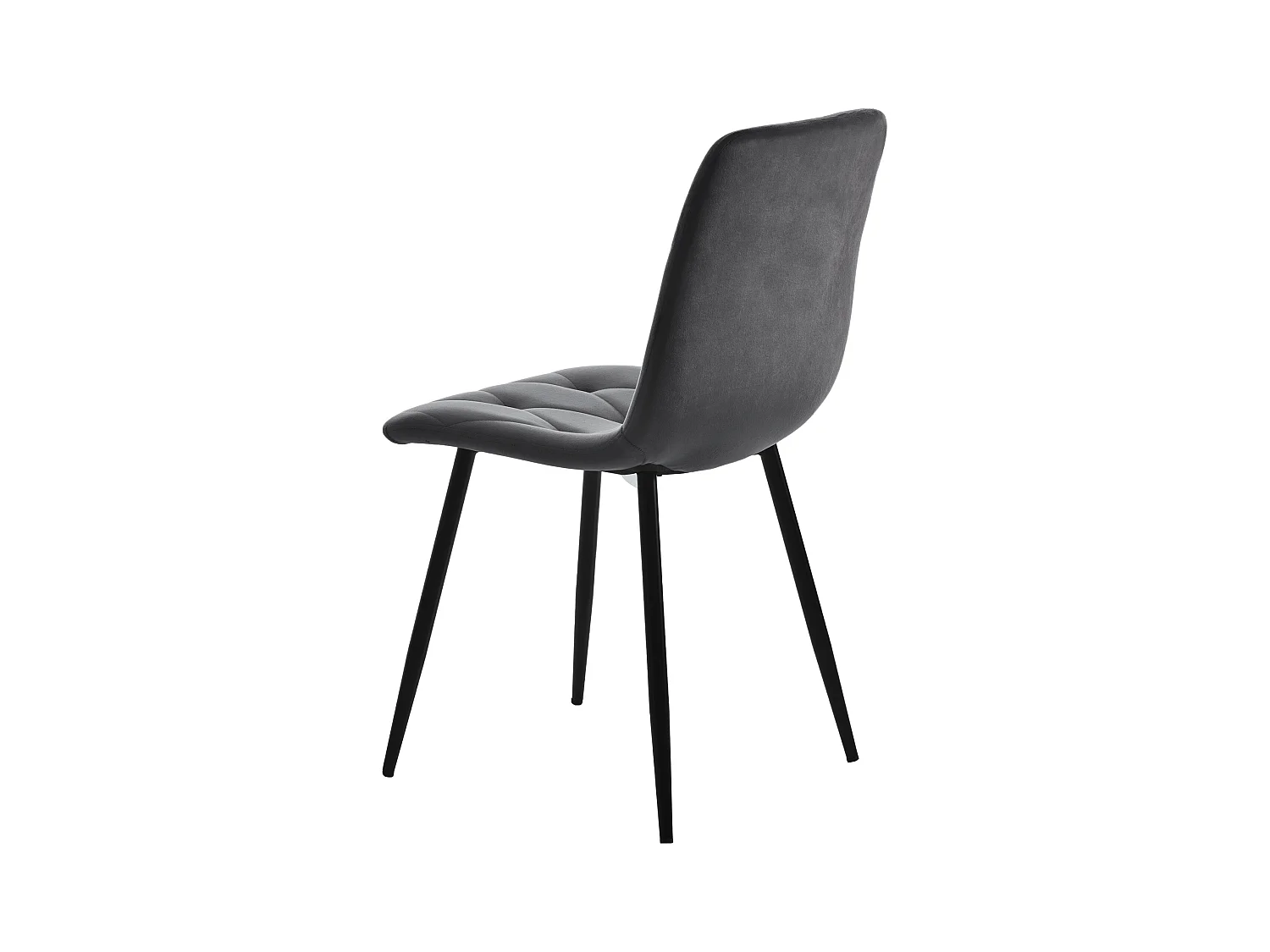 Lot de 4 chaises de salle à manger en velours gris foncé avec dossier rembourré, pieds en métal noir