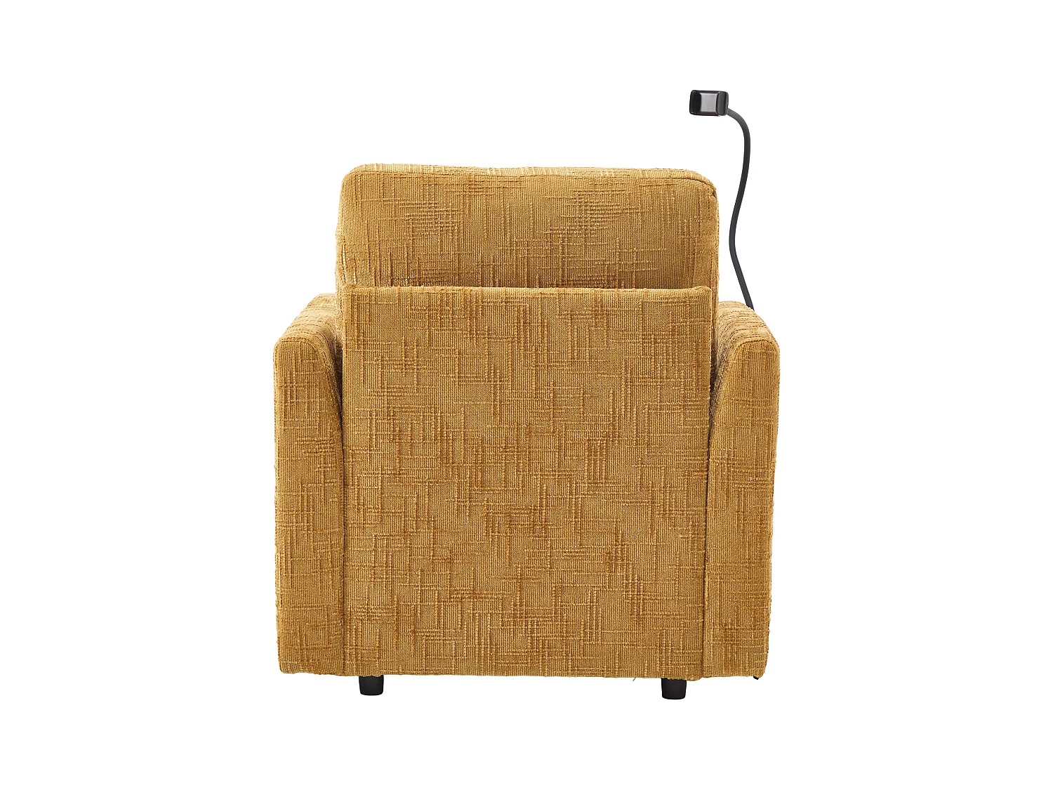Einzel-Loungesofa mit Stauraum, Seitentaschen und Handyhalter - Chenille gelb
