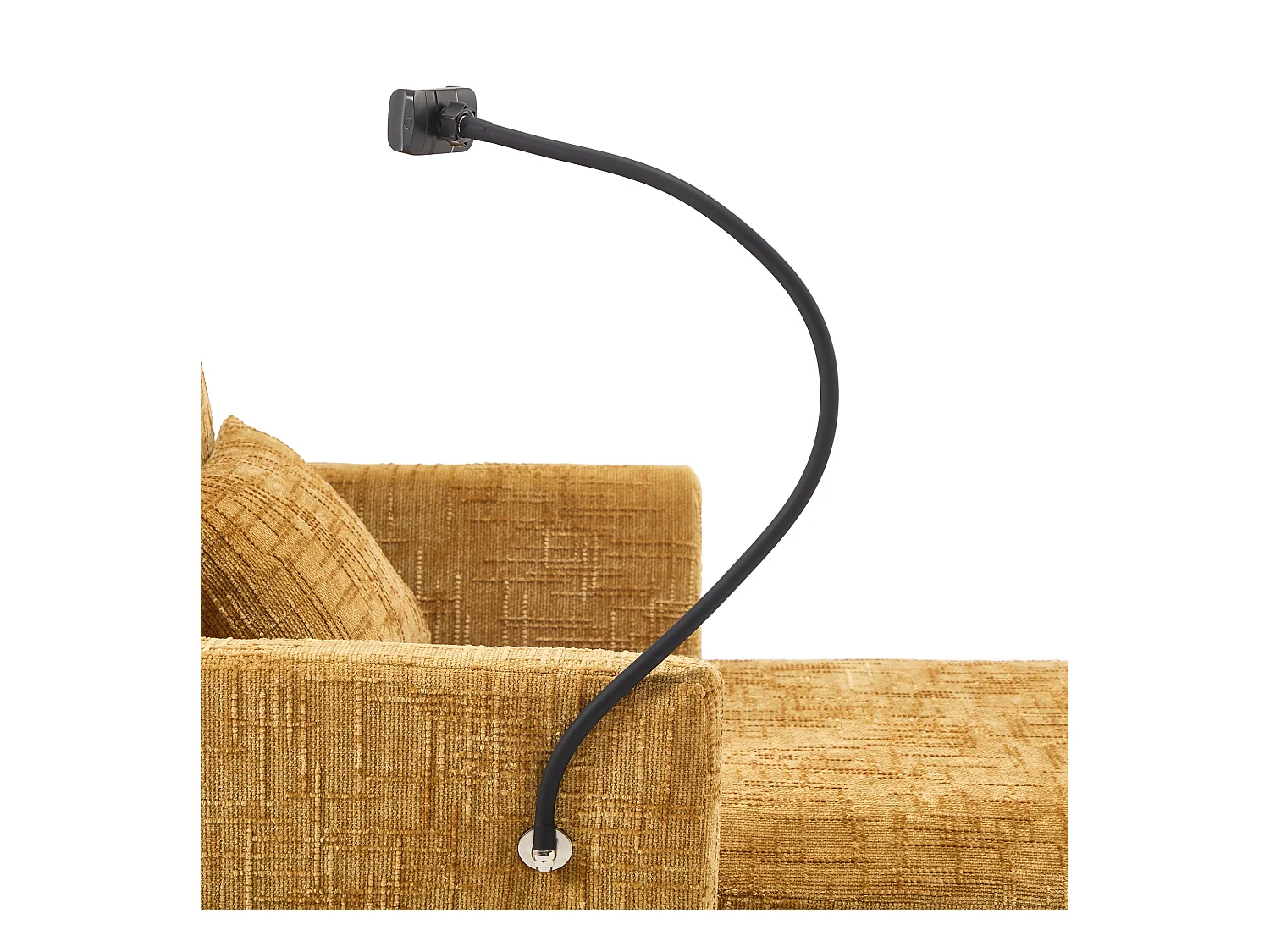 Einzel-Loungesofa mit Stauraum, Seitentaschen und Handyhalter - Chenille gelb