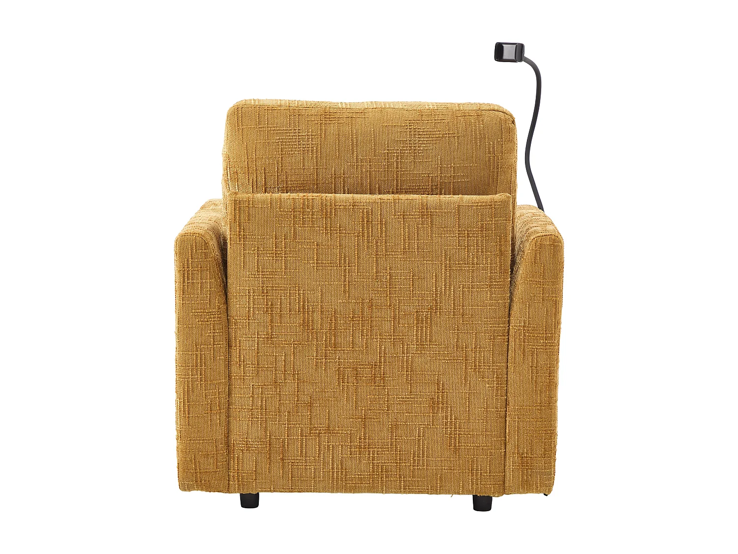 Einzel-Loungesofa mit Stauraum, Seitentaschen und Handyhalter - Chenille gelb