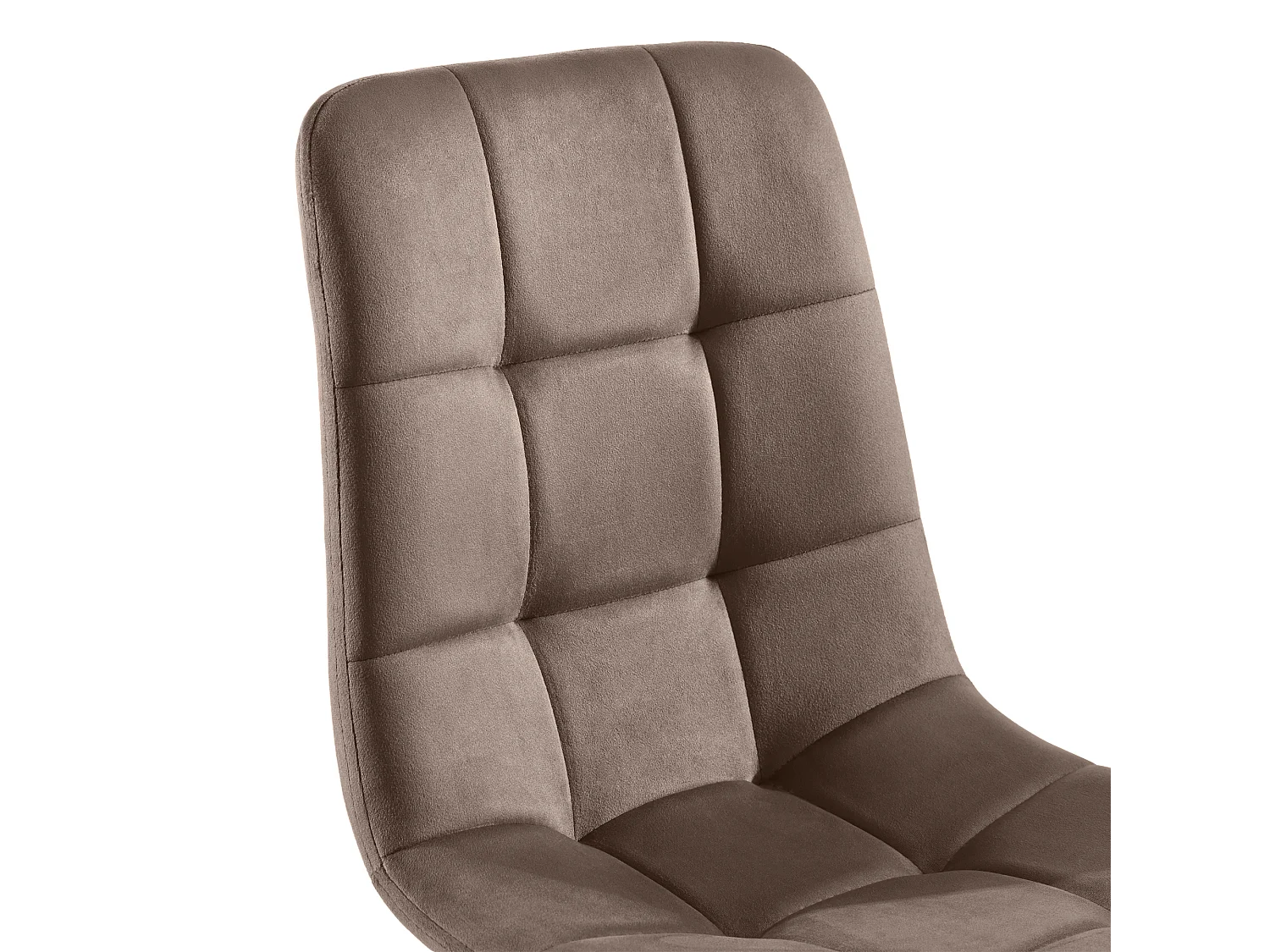 Set van 4 eetkamerstoelen in bruin fluweel met rugleuning en metalen frame