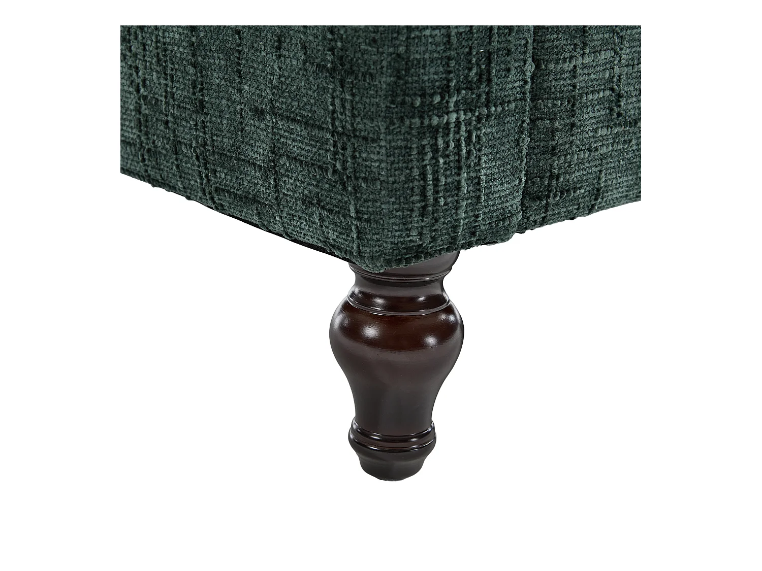 Canapé 2 places avec éclairage LED et port USB, pieds en bois - tissu chenille vert foncé