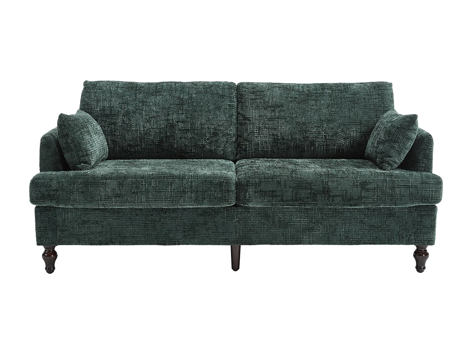 2-Sitzer-Sofa mit LED-Beleuchtung und USB-Anschluss, Holzfüße - Chenille-Stoff dunkelgrün