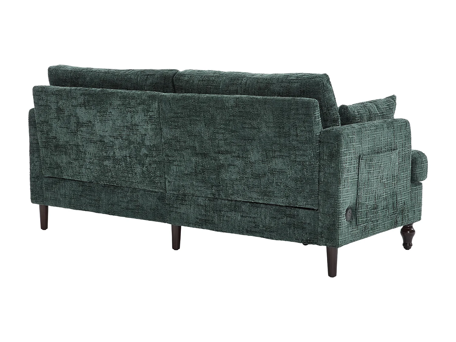 2-Sitzer-Sofa mit LED-Beleuchtung und USB-Anschluss, Holzfüße - Chenille-Stoff dunkelgrün