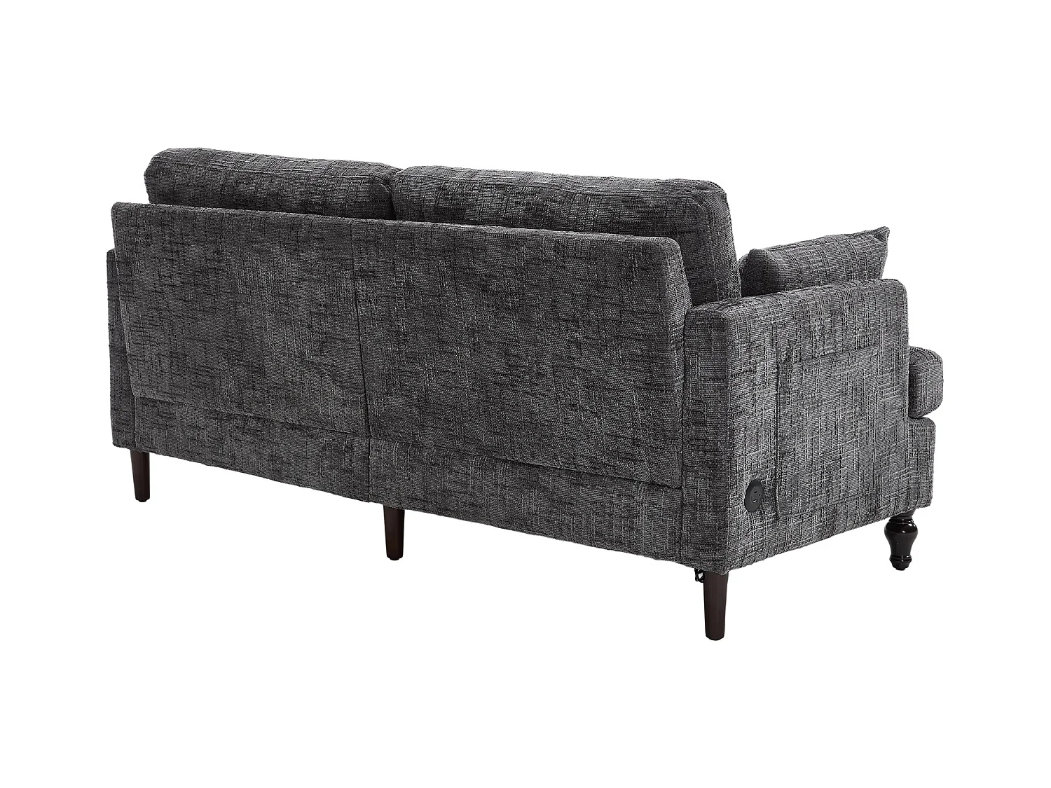 Canapé 2 places avec éclairage LED et port USB, pieds en bois - tissu chenille gris