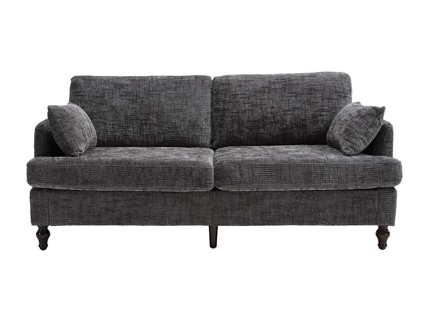 Canapé 2 places avec éclairage LED et port USB, pieds en bois - tissu chenille gris