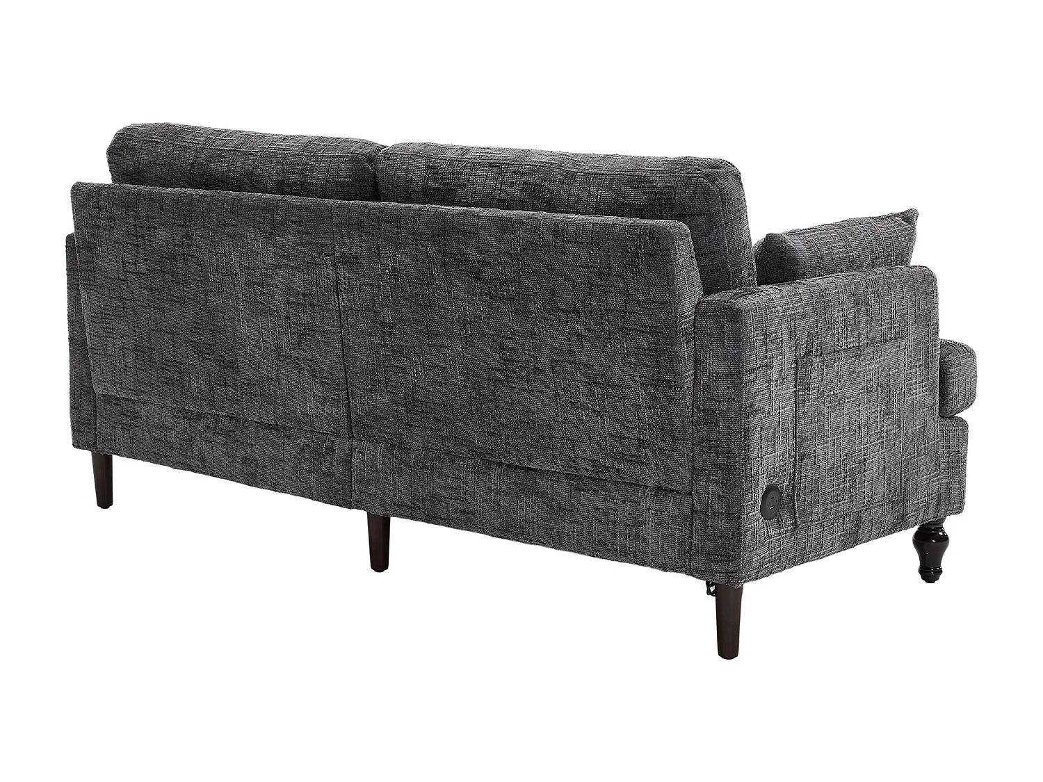 Canapé 2 places avec éclairage LED et port USB, pieds en bois - tissu chenille gris