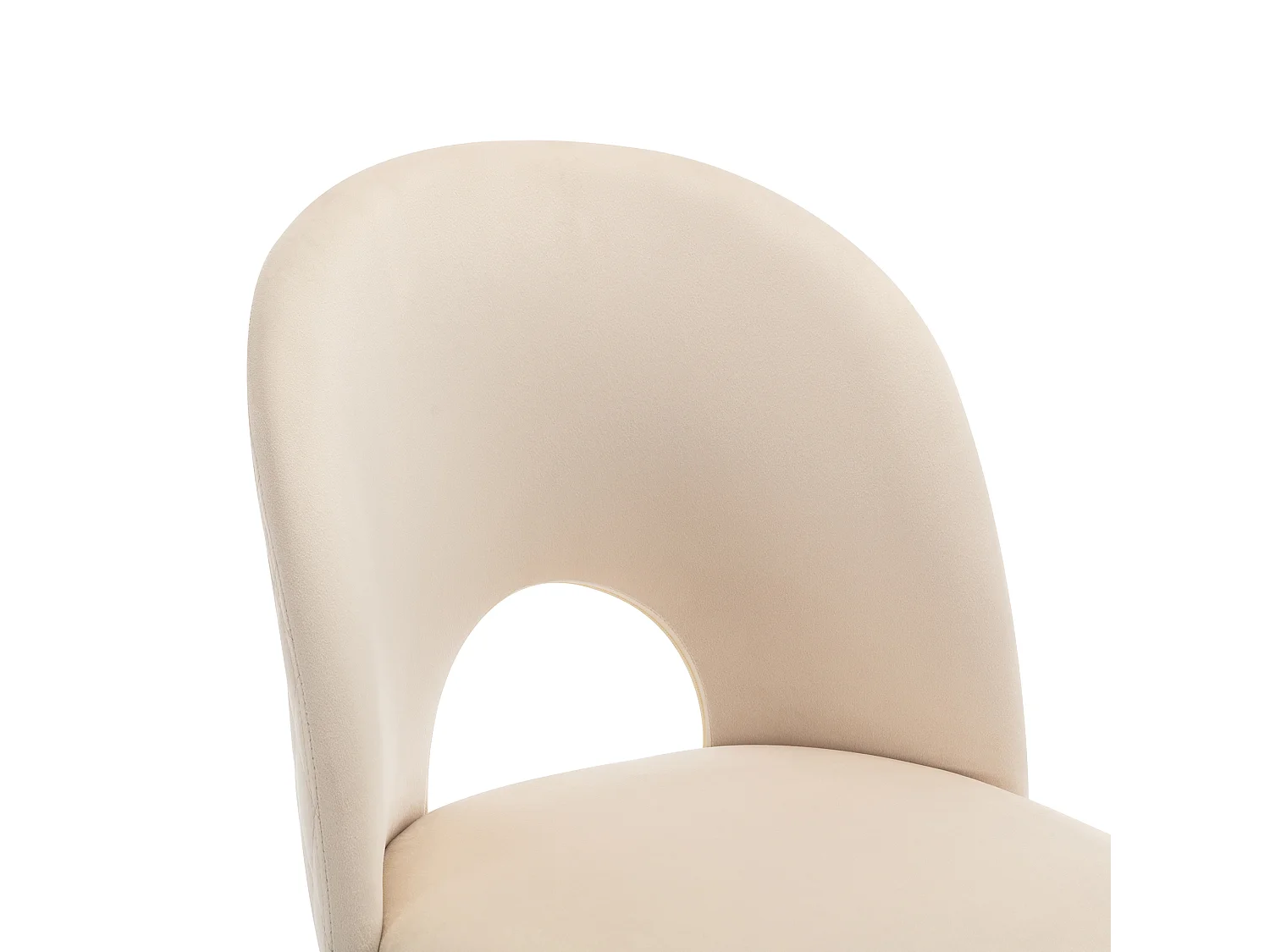 Lot de 6 chaises de salle à manger en velours beige avec dossier et pieds réglables