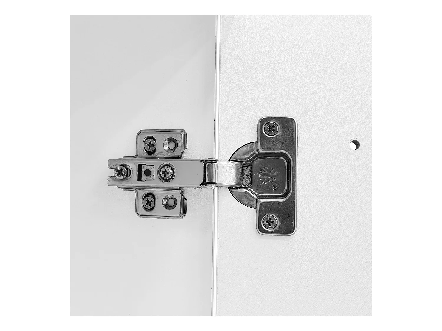 Buffet blanc avec étagères en verre et 1 porte - pour salon et salle à manger