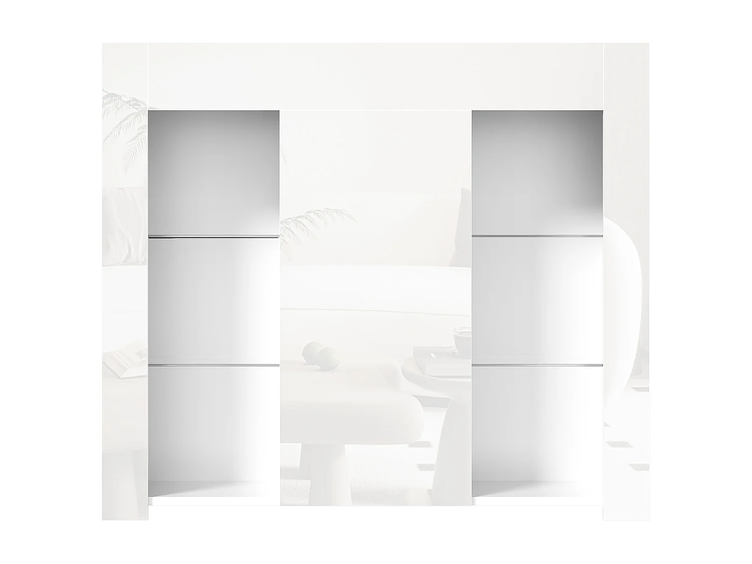 Buffet blanc avec étagères en verre et 1 porte - pour salon et salle à manger