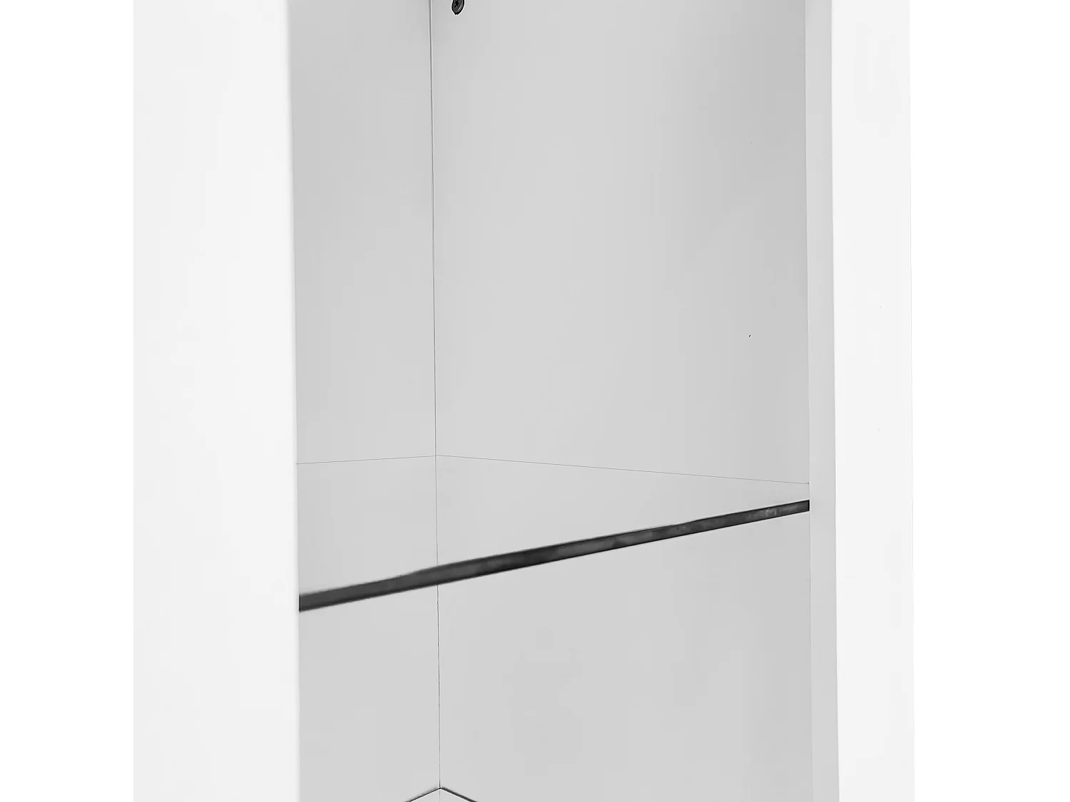 Buffet blanc avec étagères en verre et 1 porte - pour salon et salle à manger