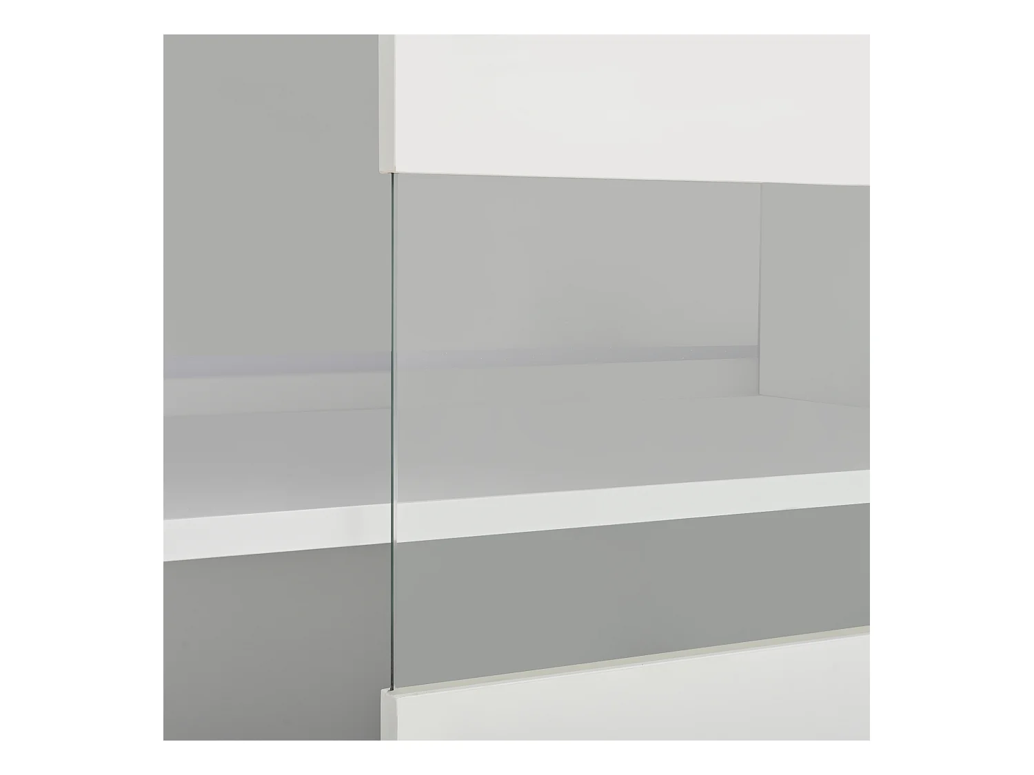 Buffet blanc avec éclairage LED, 3 portes et étagères réglables - pour salons et bureaux