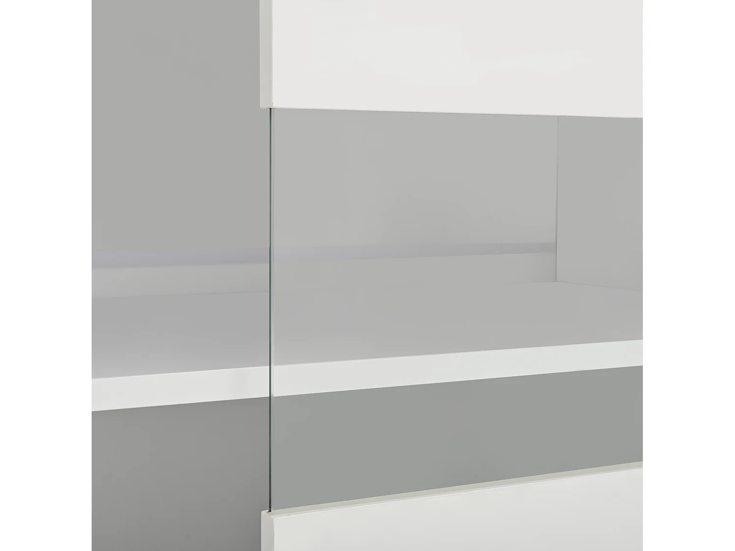 Buffet blanc avec éclairage LED, 3 portes et étagères réglables - pour salons et bureaux