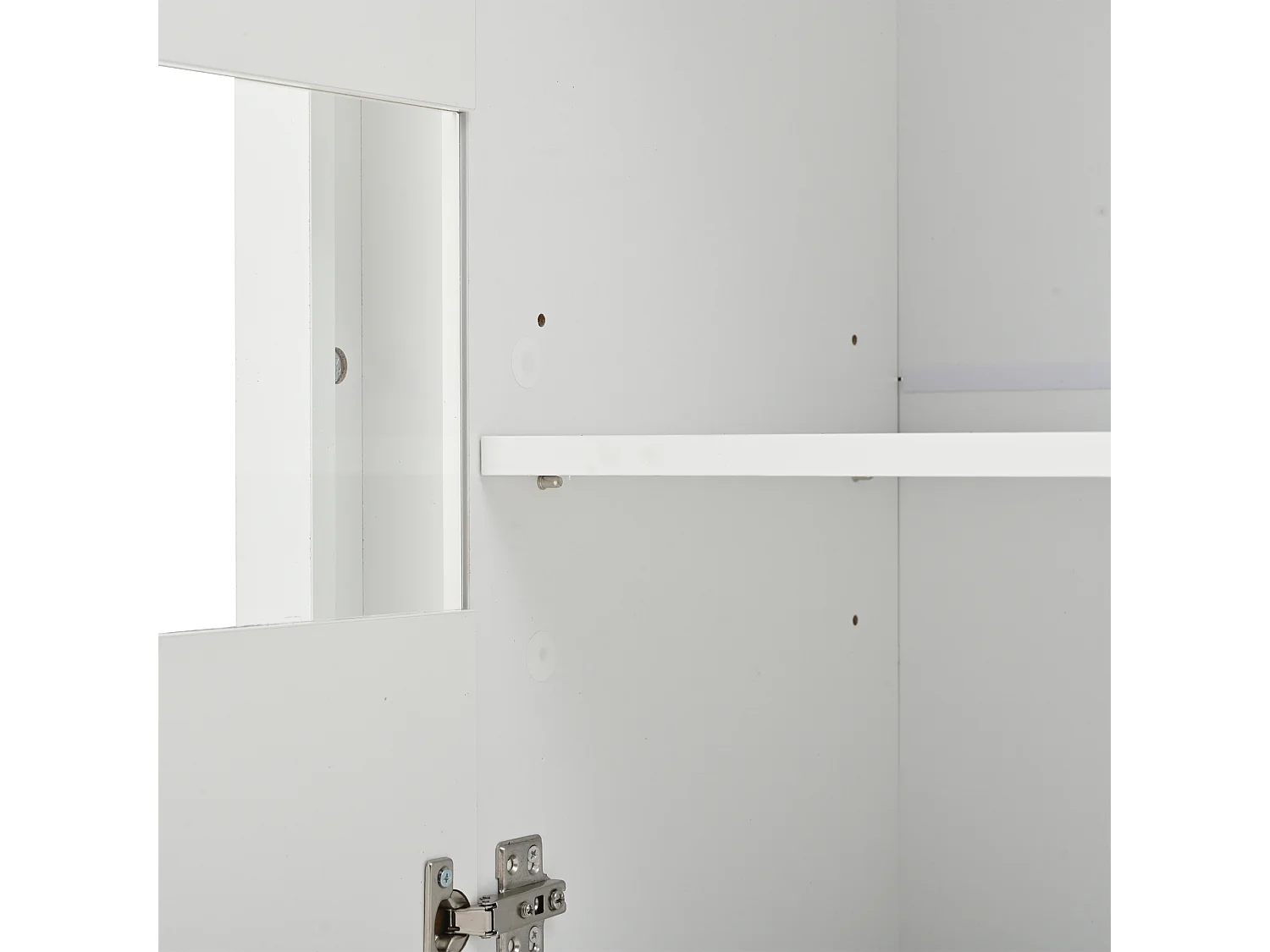 Buffet blanc avec éclairage LED, 3 portes et étagères réglables - pour salons et bureaux