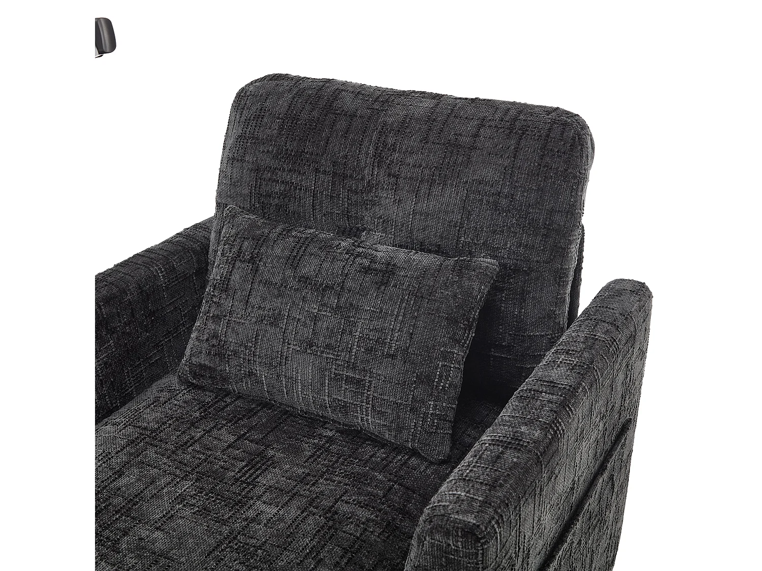 Canapé simple avec rangement, poches latérales et support pour téléphone - Chenille noire