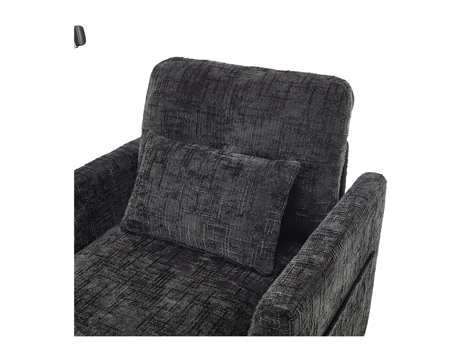 Einzel-Loungesofa mit Stauraum, Seitentaschen und Handyhalter - Chenille schwarz