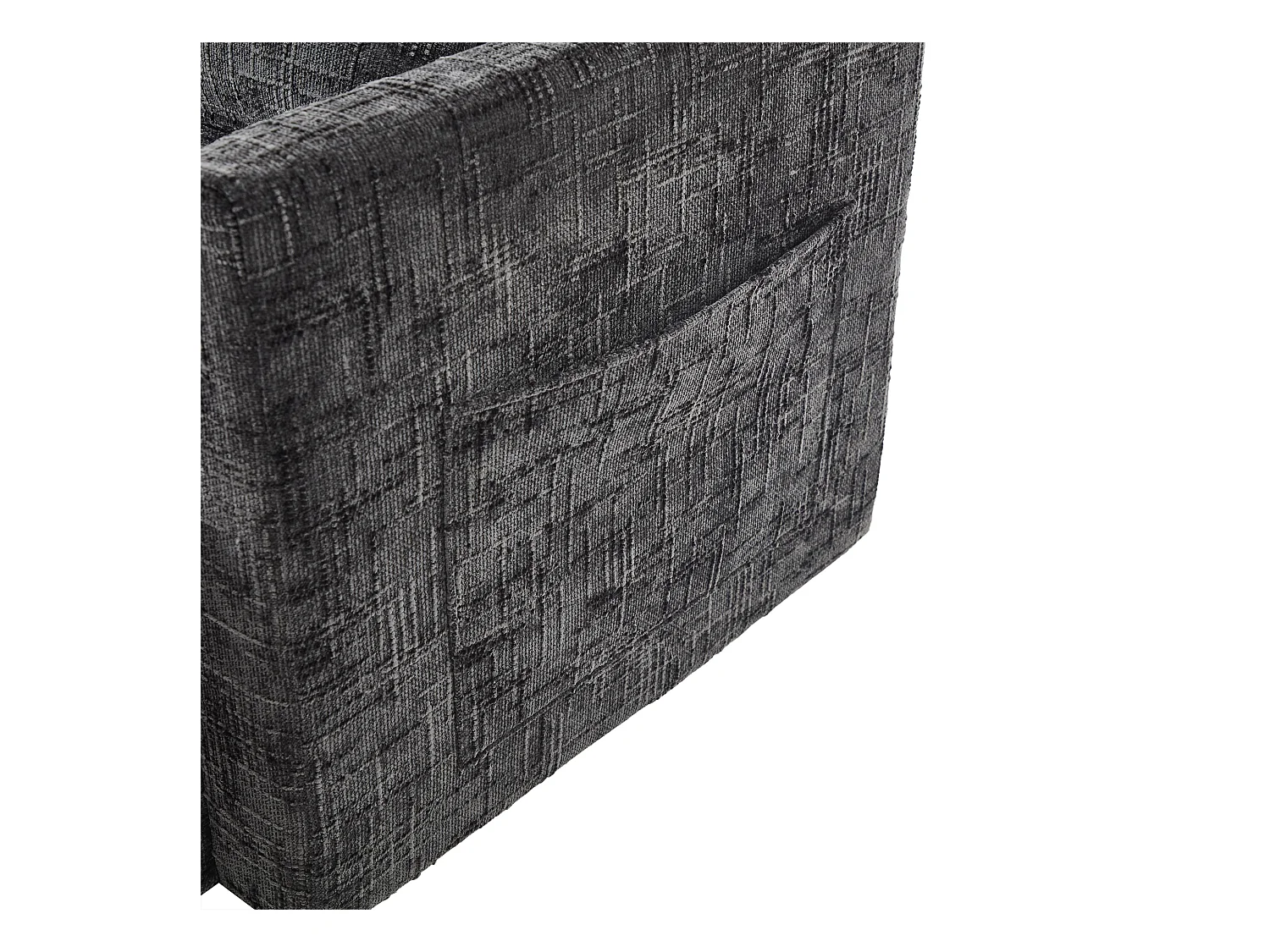 Einzel-Loungesofa mit Stauraum, Seitentaschen und Handyhalter - Chenille schwarz
