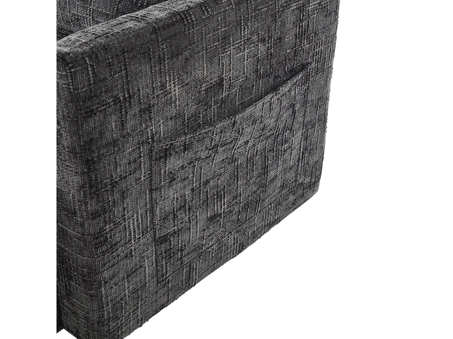 Einzel-Loungesofa mit Stauraum, Seitentaschen und Handyhalter - Chenille schwarz