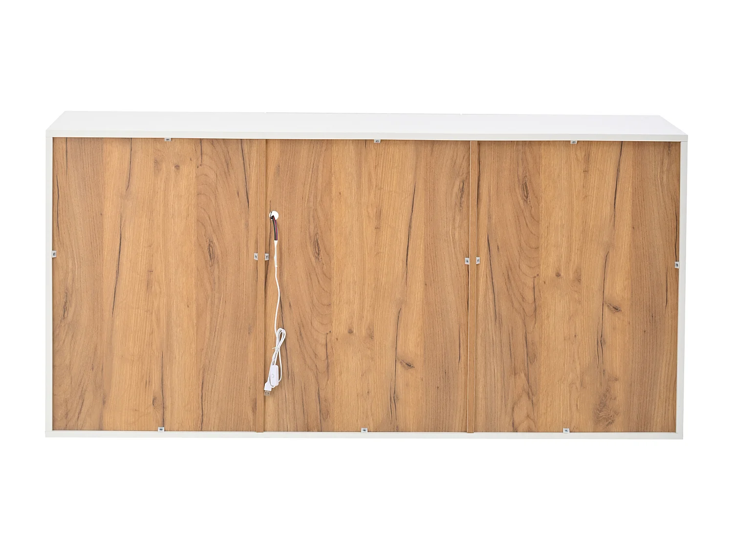 LED-dressoir met 2 deuren en 4 lades – Wit en natuurlijk hout