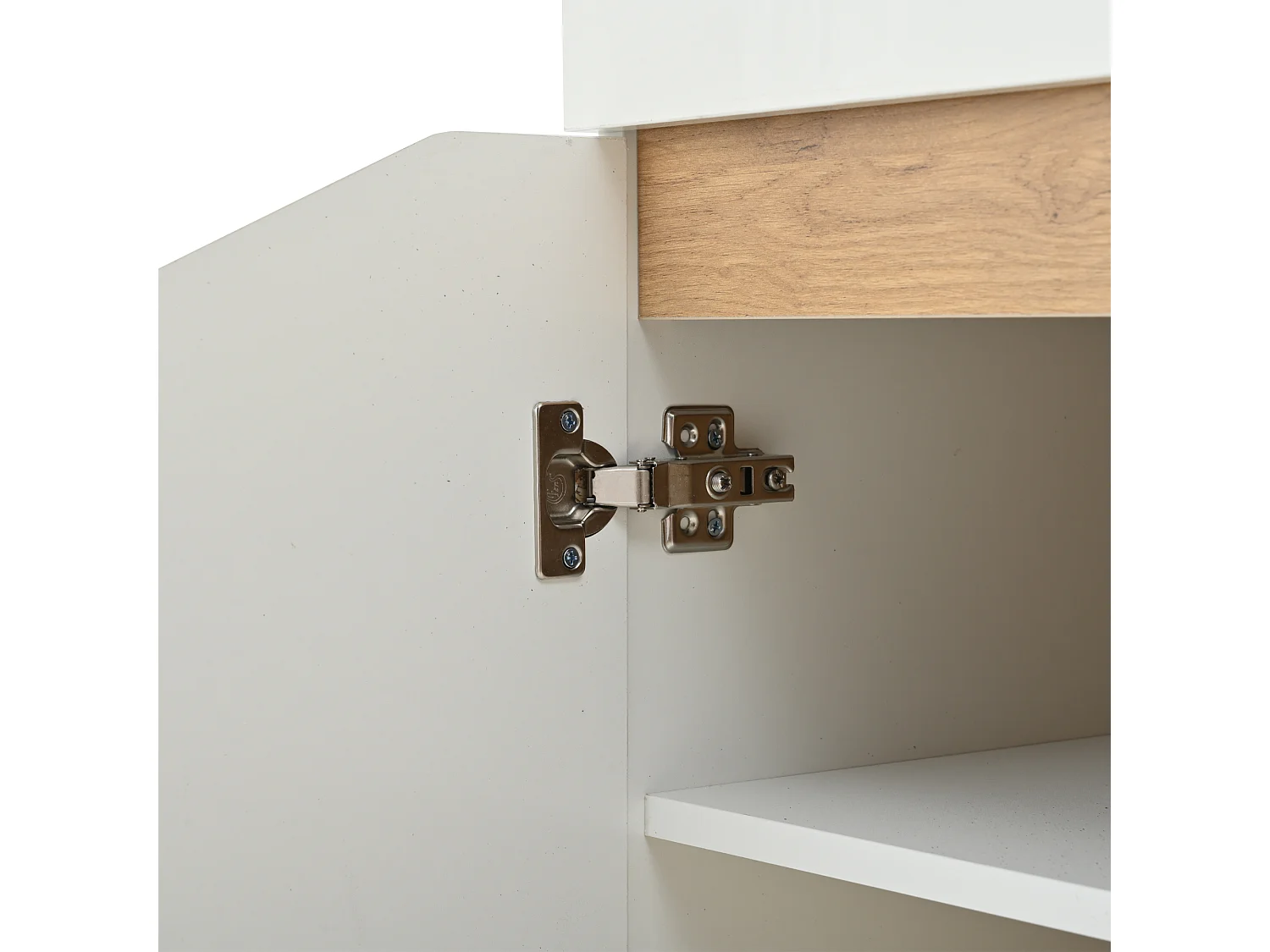 LED-dressoir met 2 deuren en 4 lades – Wit en natuurlijk hout