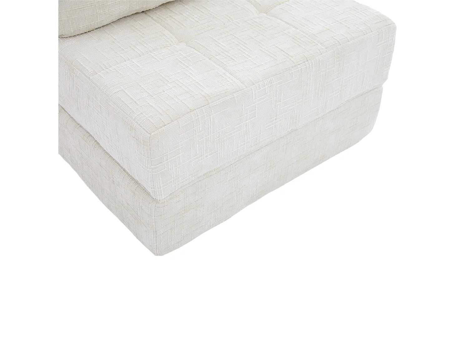 Canapé convertible avec coussins lombaires et appui-tête, chenille beige - pour salon et chambre