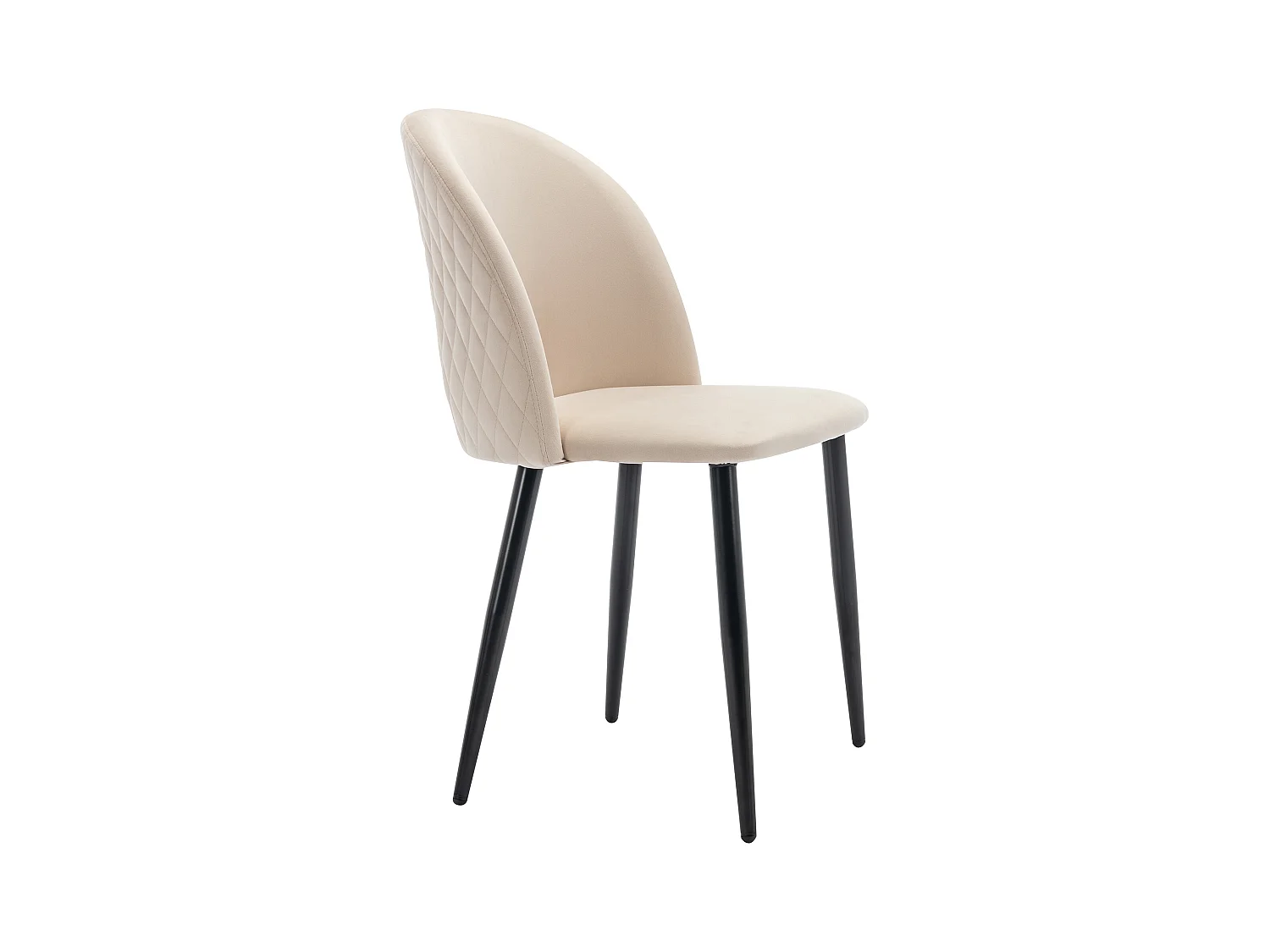 Lot de 4 chaises de salle à manger en velours beige avec dossier et pieds réglables