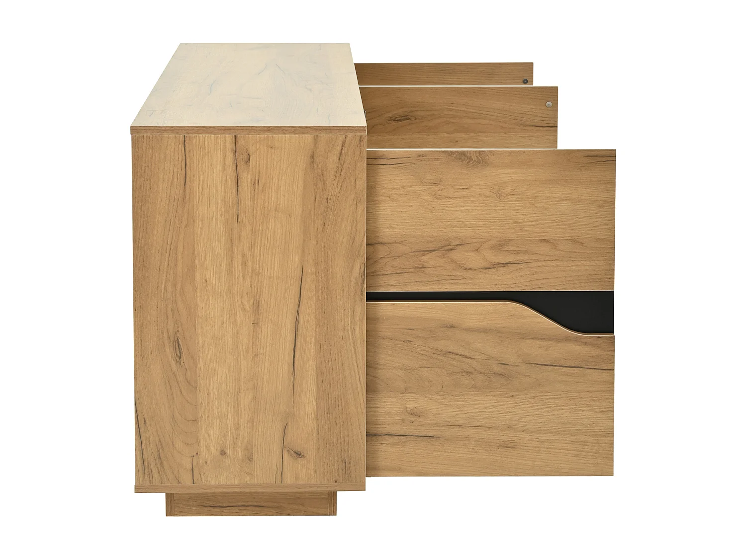 Buffet de salon avec 3 portes de rangement et étagères réglables - Bois naturel et noir