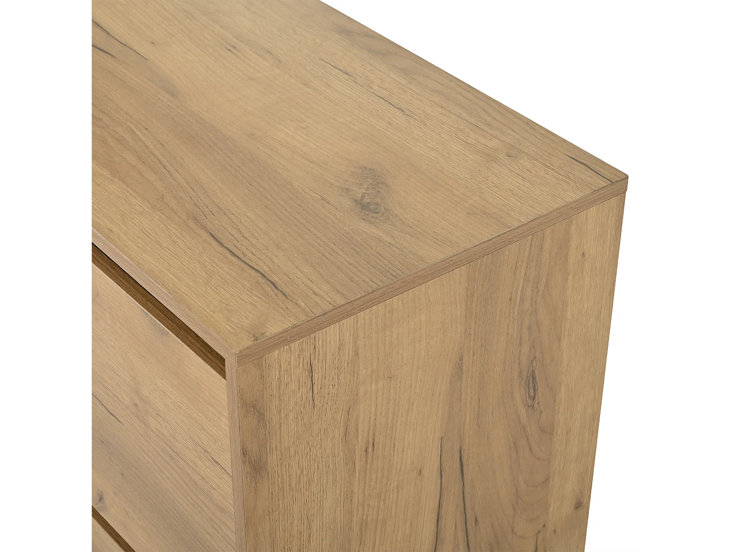 Buffet de salon avec 3 portes de rangement et étagères réglables - Bois naturel et noir