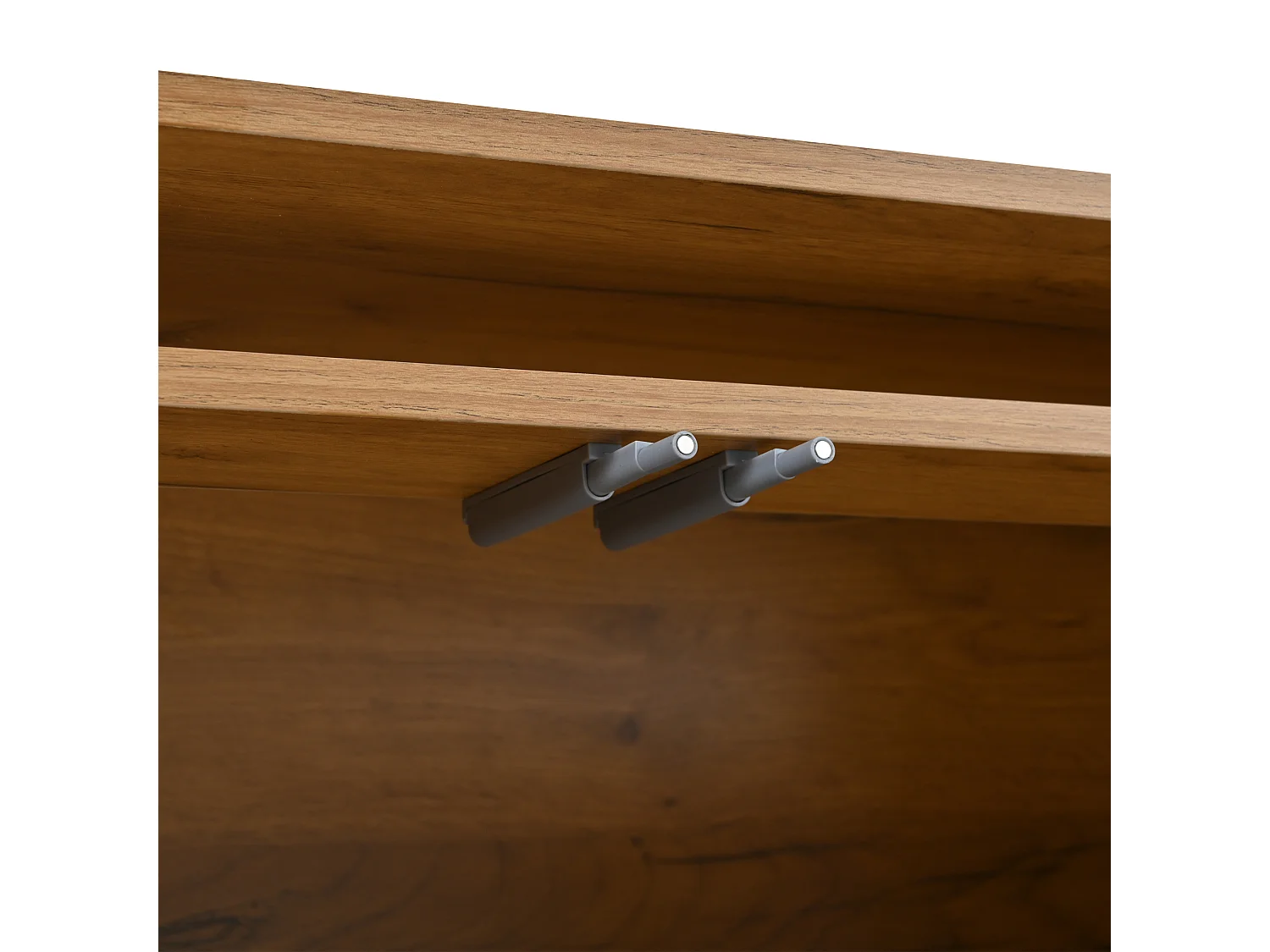 Buffet de salon avec 3 portes de rangement et étagères réglables - Bois naturel et noir