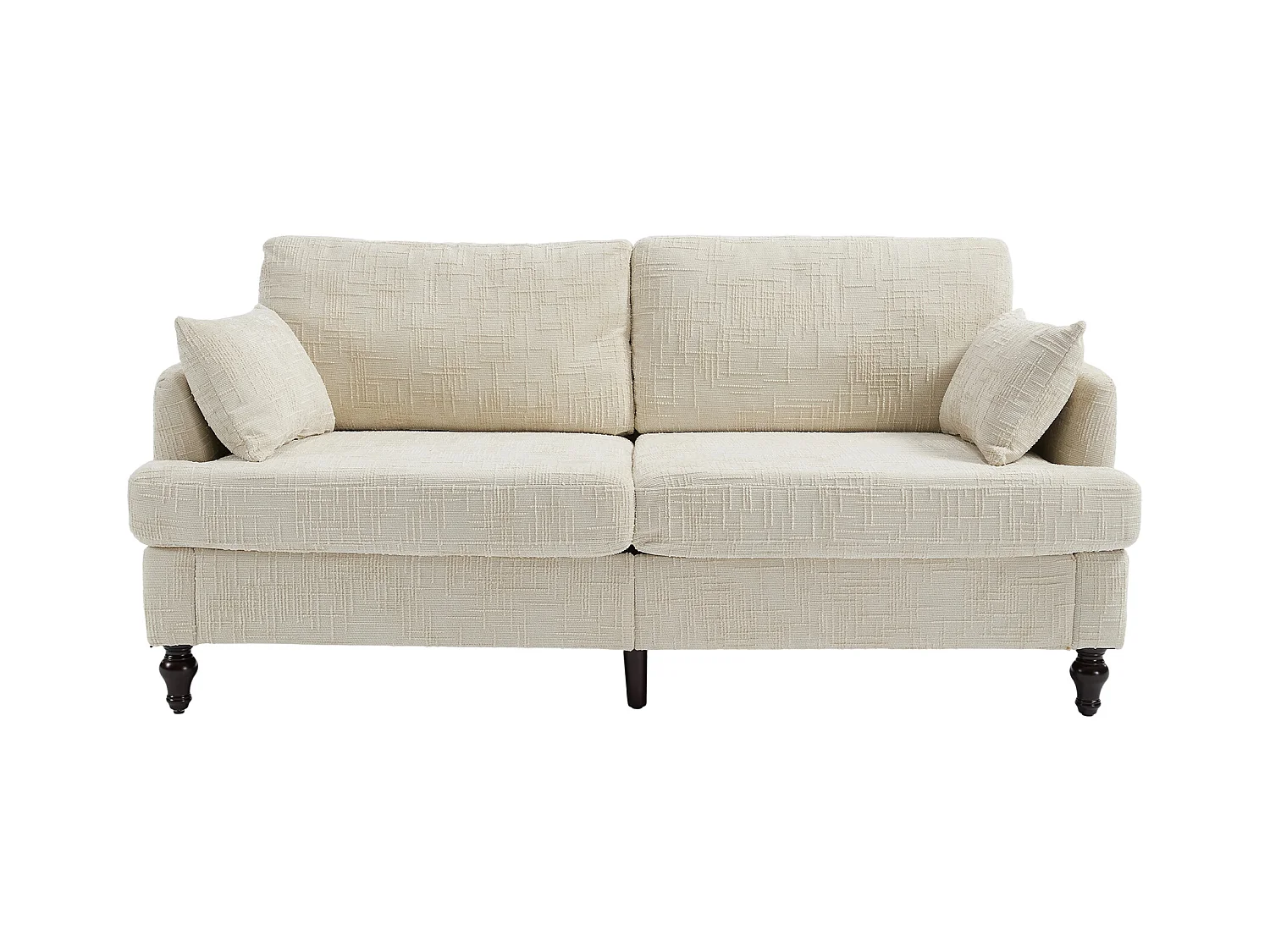 Canapé 2 places avec éclairage LED et port USB, pieds en bois - tissu chenille beige