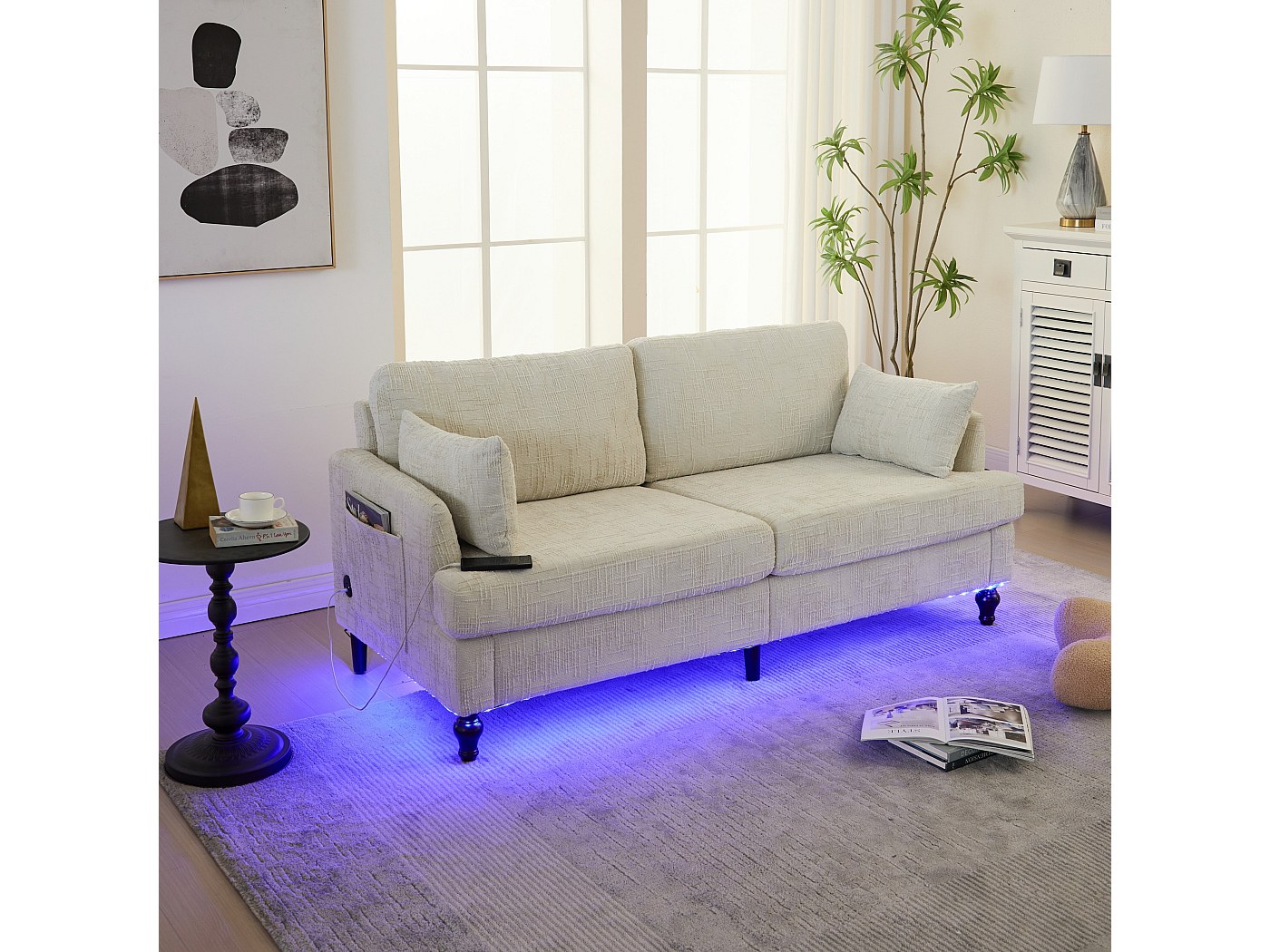 SoBuy FBT100-W Comodino con 2 cassetti e scomparti aperti, tavolino da divano, tavolino laterale, tavolino per telefono, comodino, comodino, dimensioni (L x A x P): circa 43 x 81 x 36 cm | SHEIN ALIA