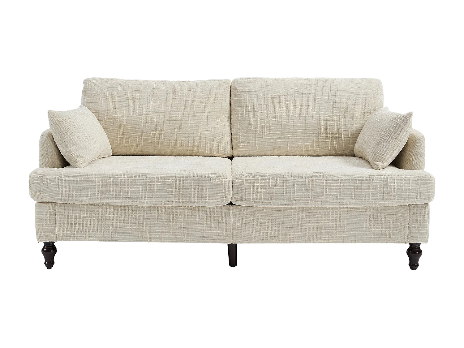 2-Sitzer-Sofa mit LED-Beleuchtung und USB-Anschluss, Holzfüße - Chenille-Stoff beige