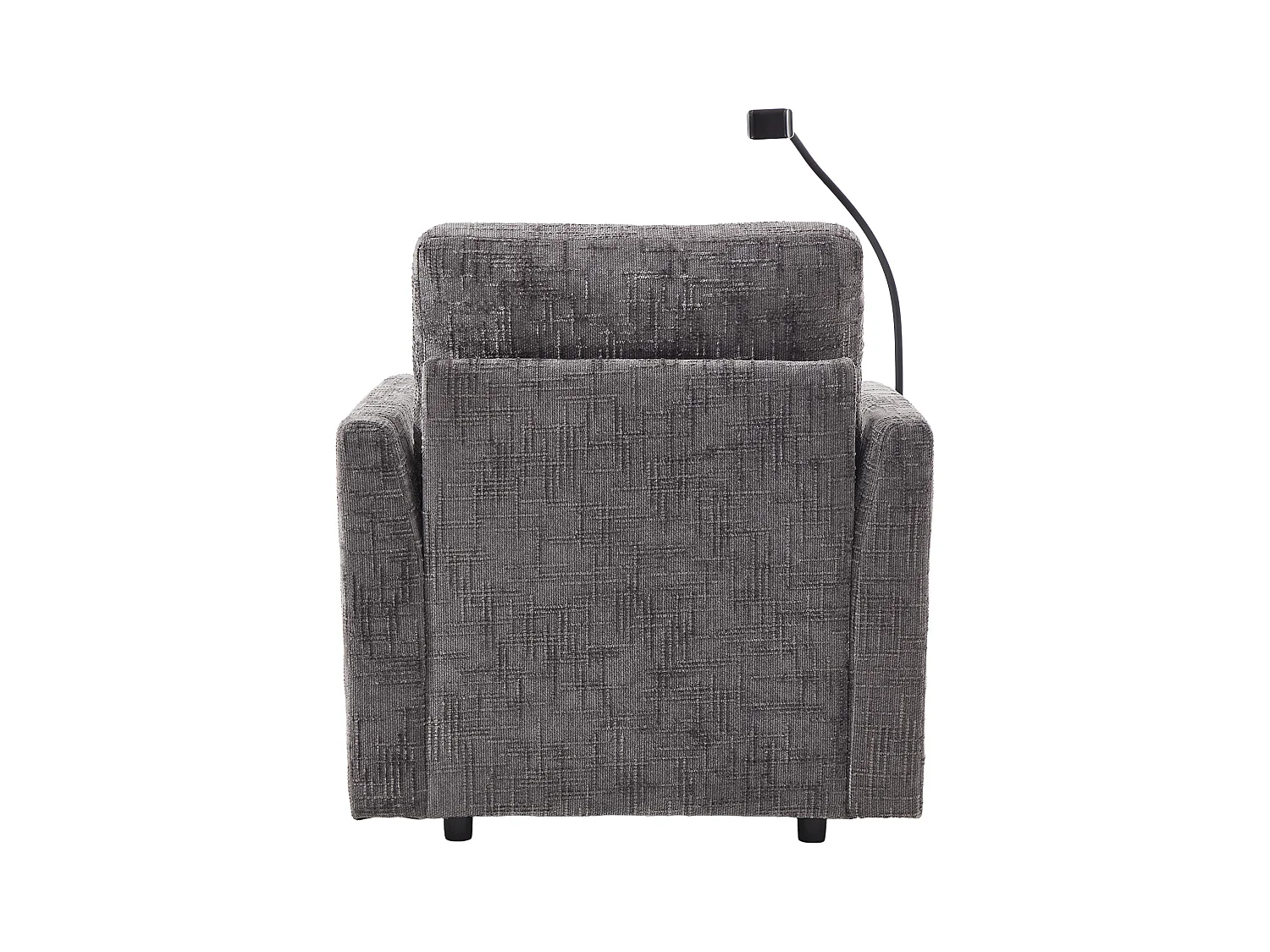 Canapé simple avec rangement, poches latérales et support pour téléphone - Chenille grise