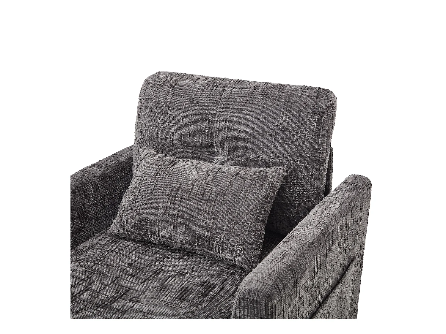 Einzel-Loungesofa mit Stauraum, Seitentaschen und Handyhalter - Chenille grau
