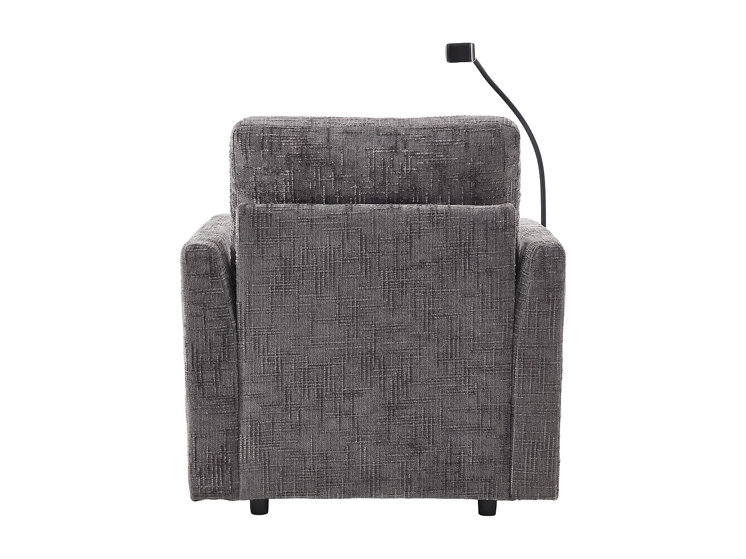 Canapé simple avec rangement, poches latérales et support pour téléphone - Chenille grise