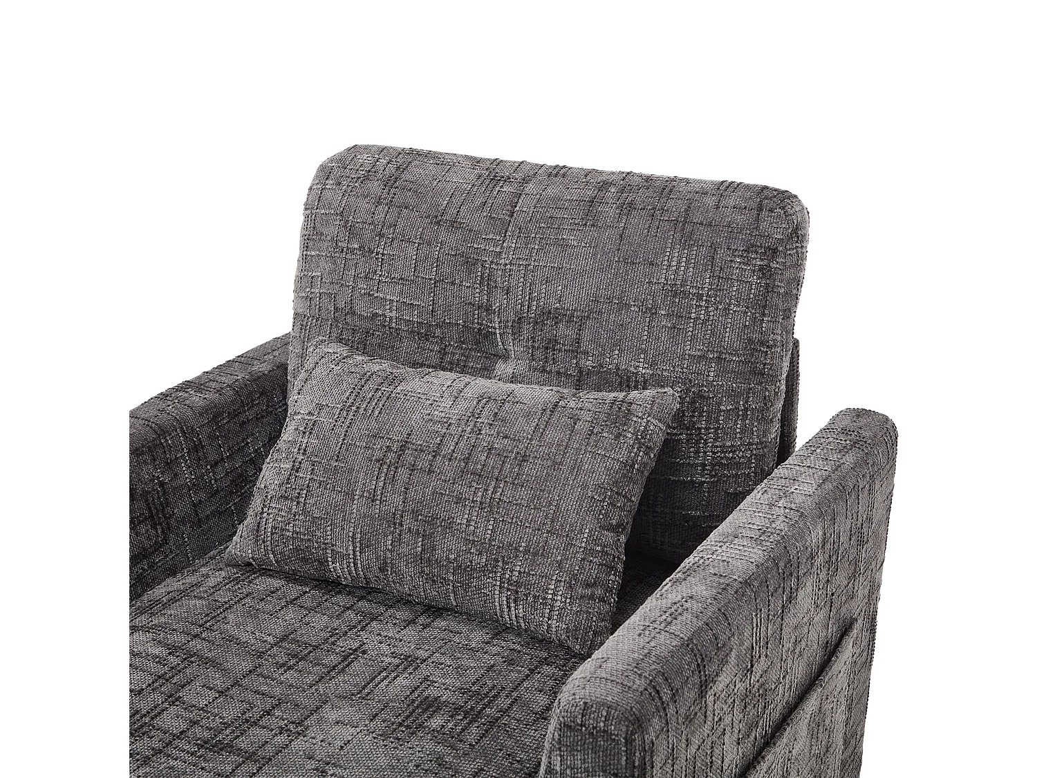 Canapé simple avec rangement, poches latérales et support pour téléphone - Chenille grise