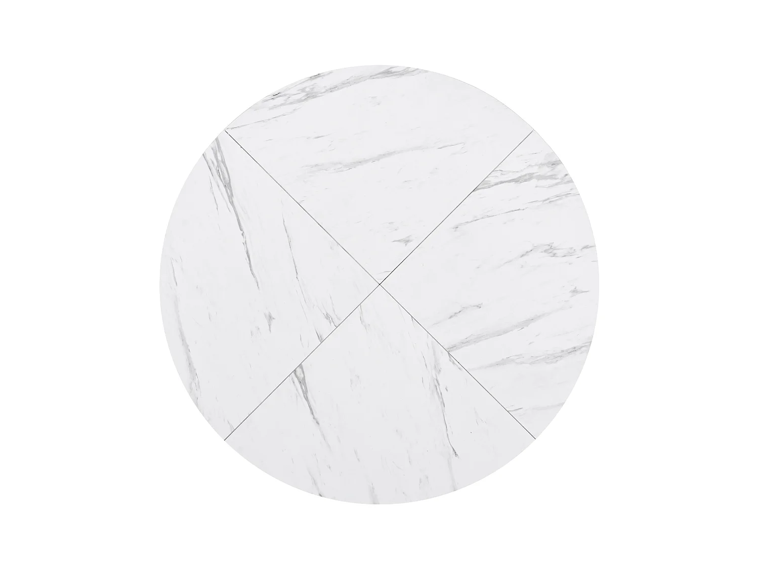 Table à manger ronde avec plateau en MDF effet marbre et pieds en métal noir - pour salles à manger et salon