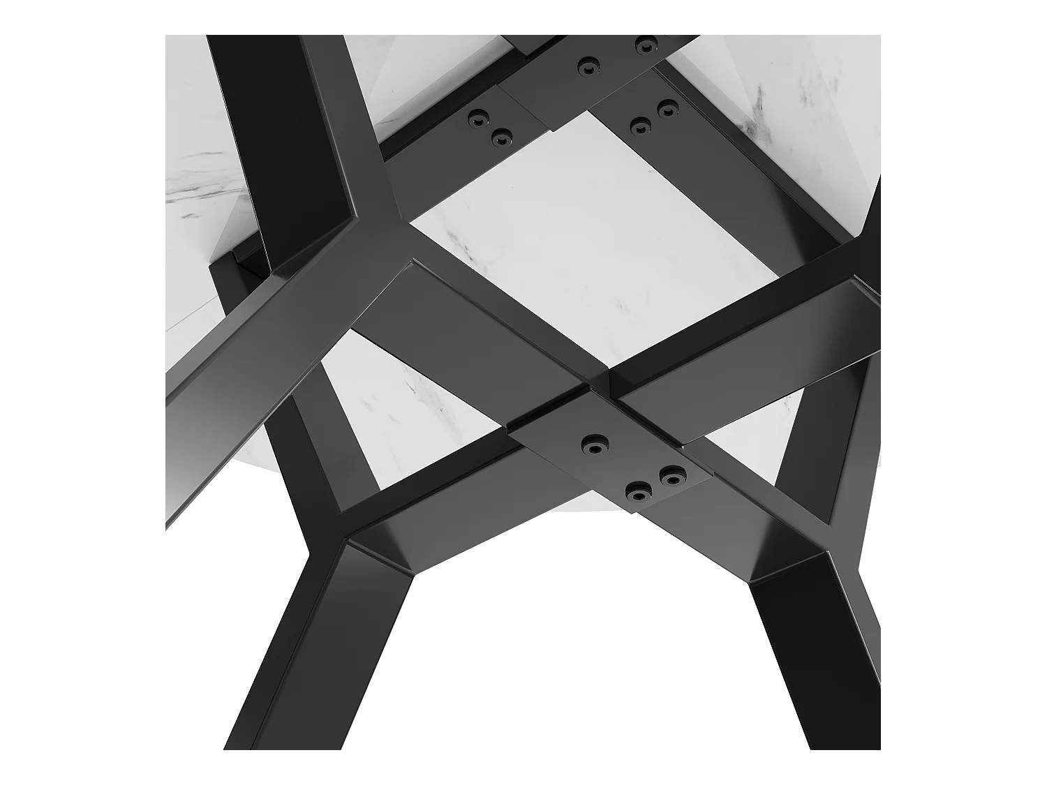 Table à manger ronde avec plateau en MDF effet marbre et pieds en métal noir - pour salles à manger et salon