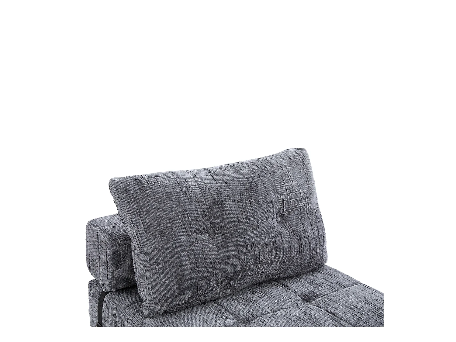 Canapé convertible avec coussins lombaires et appui-tête, chenille grise - pour salon et chambre