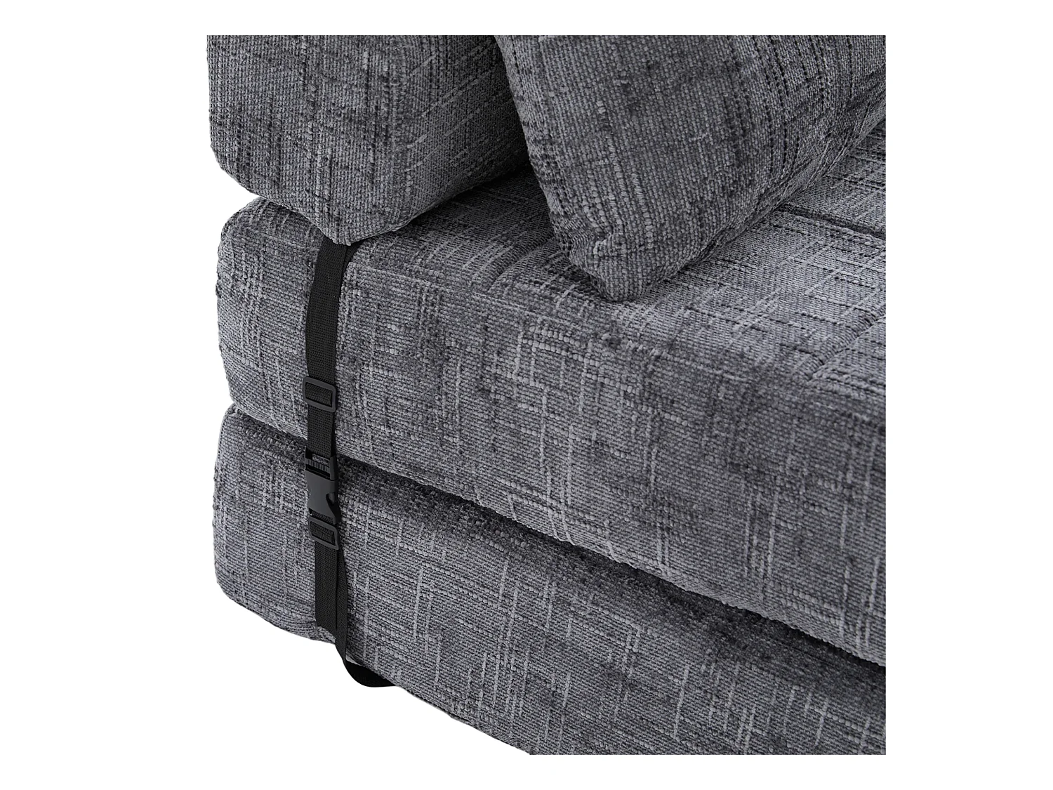 Canapé convertible avec coussins lombaires et appui-tête, chenille grise - pour salon et chambre