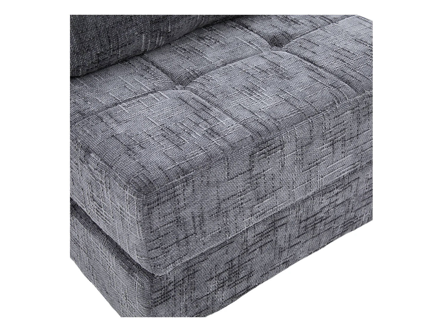 Canapé convertible avec coussins lombaires et appui-tête, chenille grise - pour salon et chambre