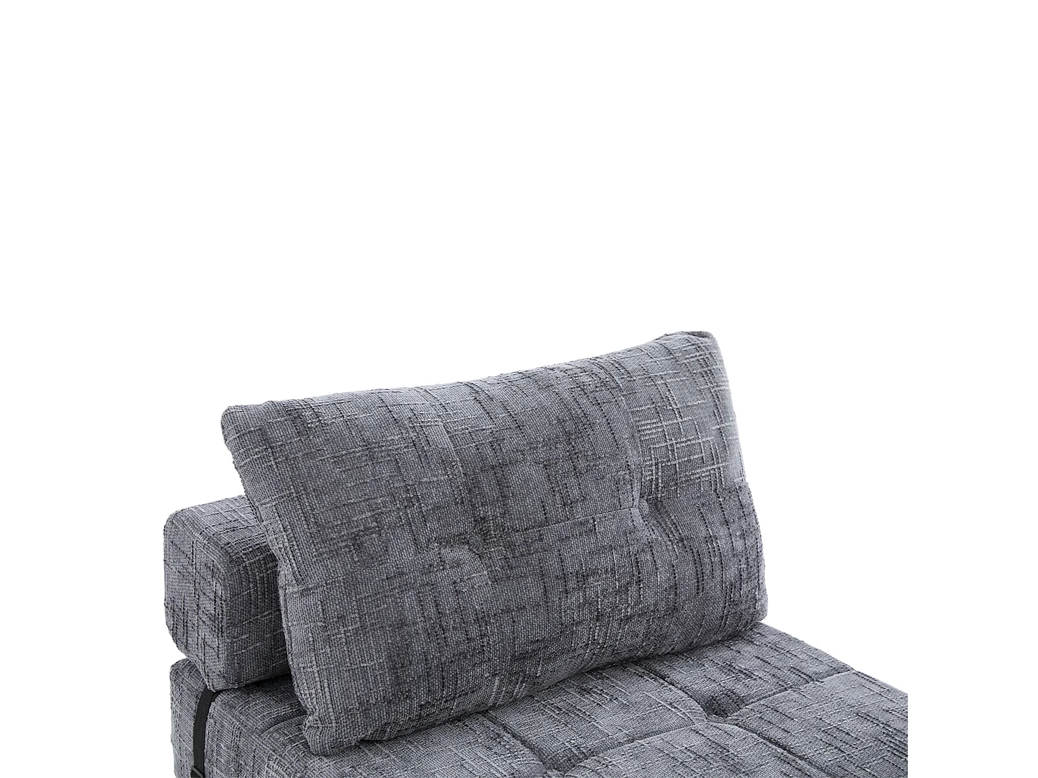 Canapé convertible avec coussins lombaires et appui-tête, chenille grise - pour salon et chambre