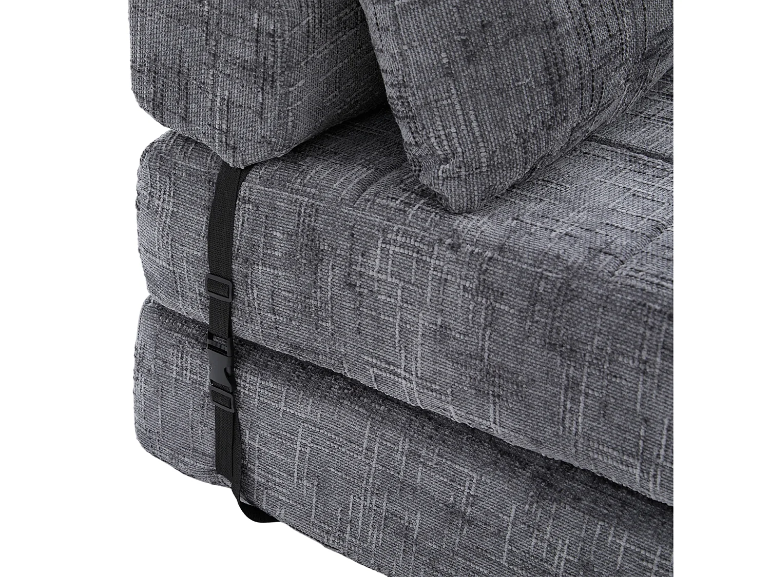 Canapé convertible avec coussins lombaires et appui-tête, chenille grise - pour salon et chambre