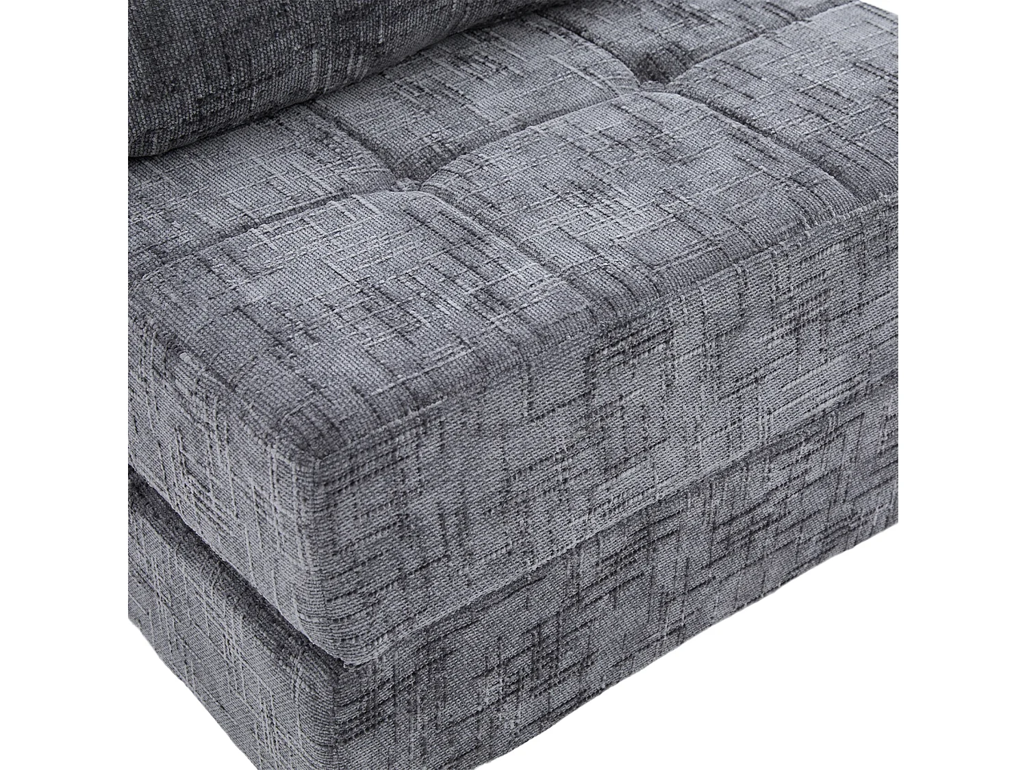 Canapé convertible avec coussins lombaires et appui-tête, chenille grise - pour salon et chambre